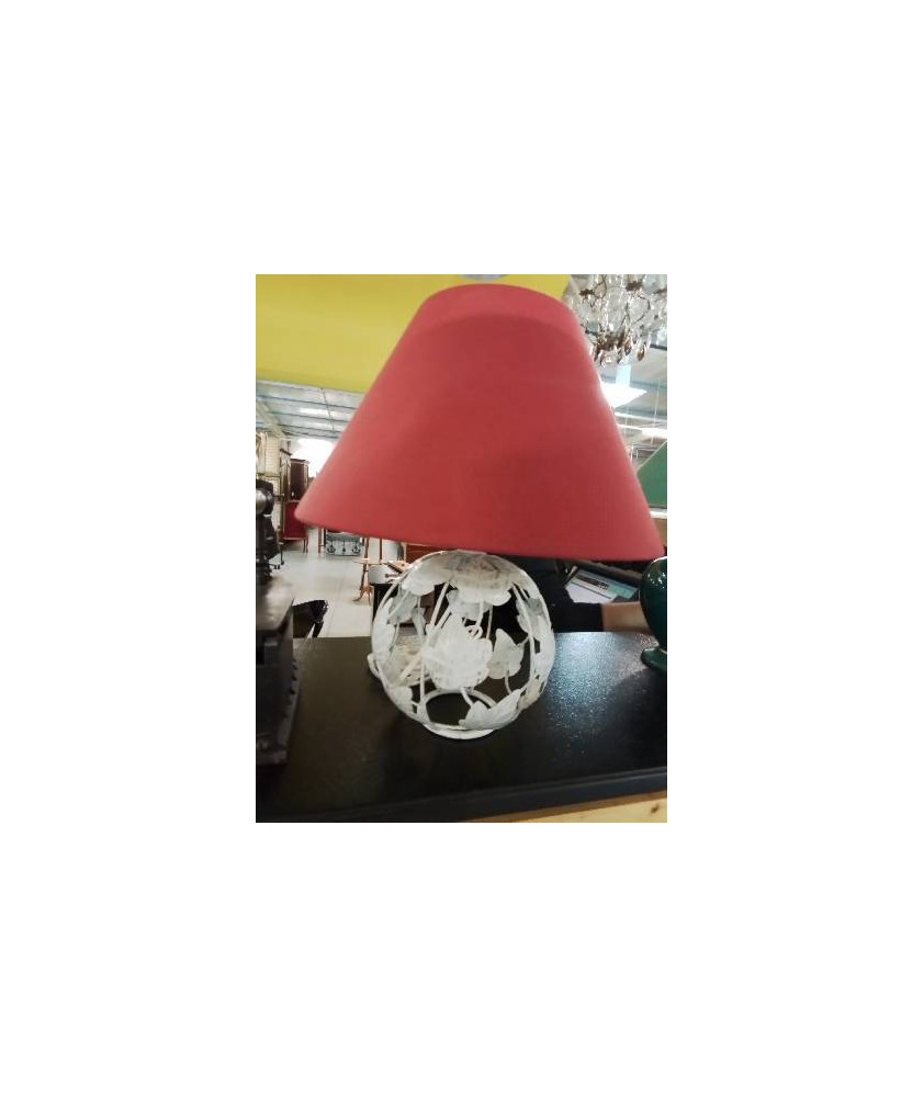 LAMPE BOULE METAL AUX FEAJ ROUGE