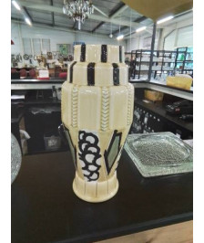 VASE CÉRAMIQUE JAUNE NOIR ART DÉCO ORCHIES