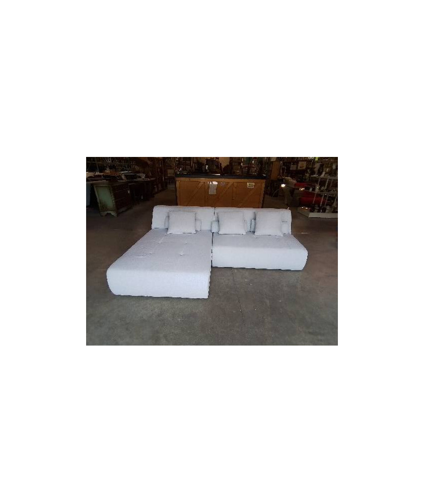 CANAPÉ D ANGLE REVERSIBLE TISSU GRIS CLAIR 