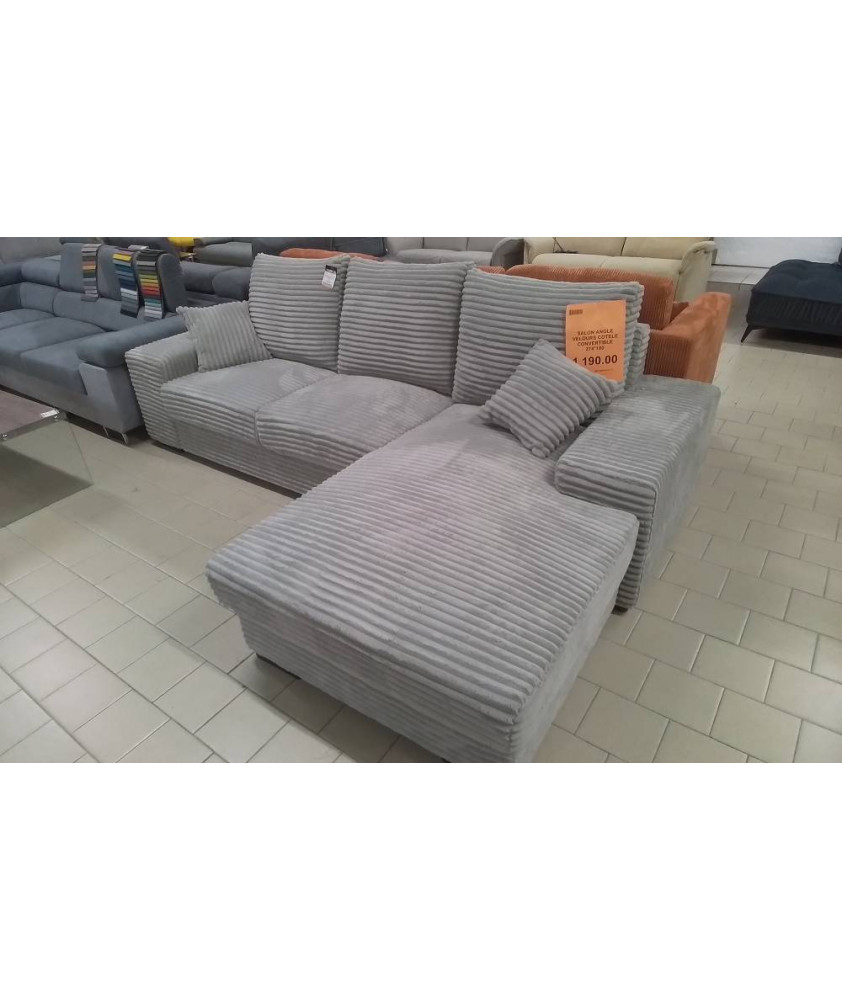 SALON ANGLE VELOURS COTELE CONVERTIBLE 274*180 SALON ANGLE VELOURS COTELE CONVERTIBLE 274*180