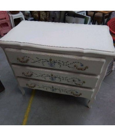 COMMODE 3 TIROIRS BLANCHE PEINTE