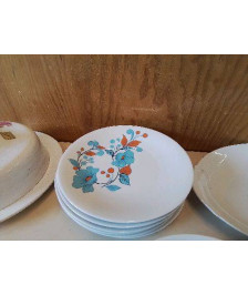 LOT DE 6 ASSIETTES PLATES MOTIF FLORAL 