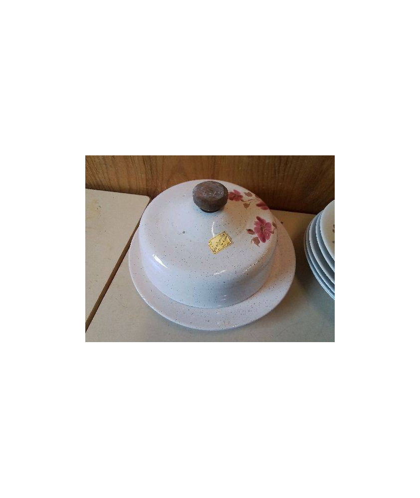 CLOCHE À FROMAGE EN CERAMIQUE MOTIF FLORAL 