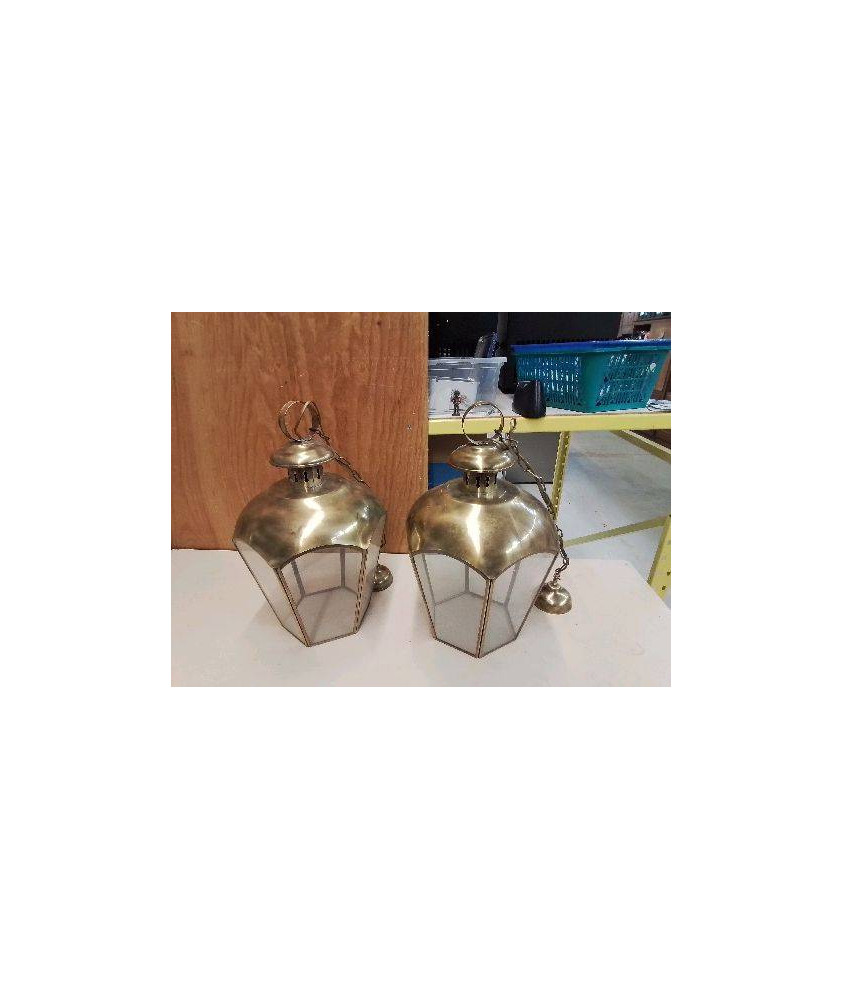 SUSPENSION LANTERNE EN LAITON 