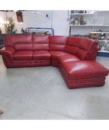 CANAPÉ D’ANGLE CUIR ROUGE 