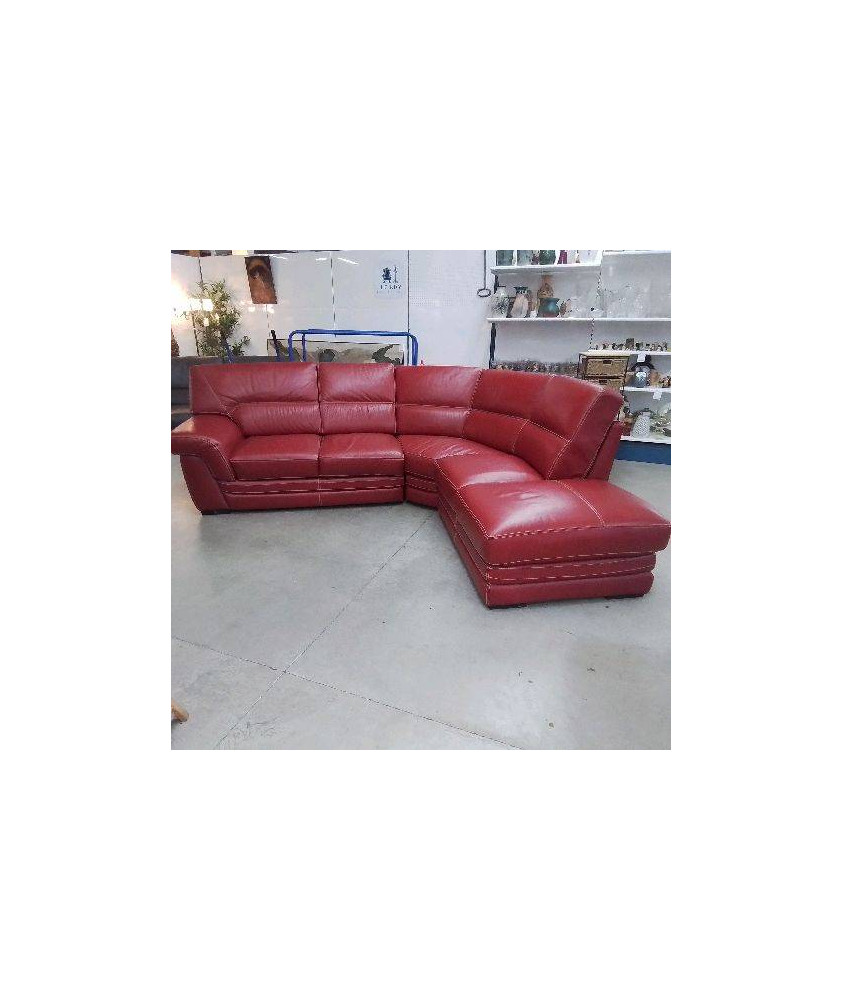 CANAPÉ D’ANGLE CUIR ROUGE 