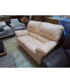 CANAPÉ DEUX PLACES RELAX CUIR BEIGE