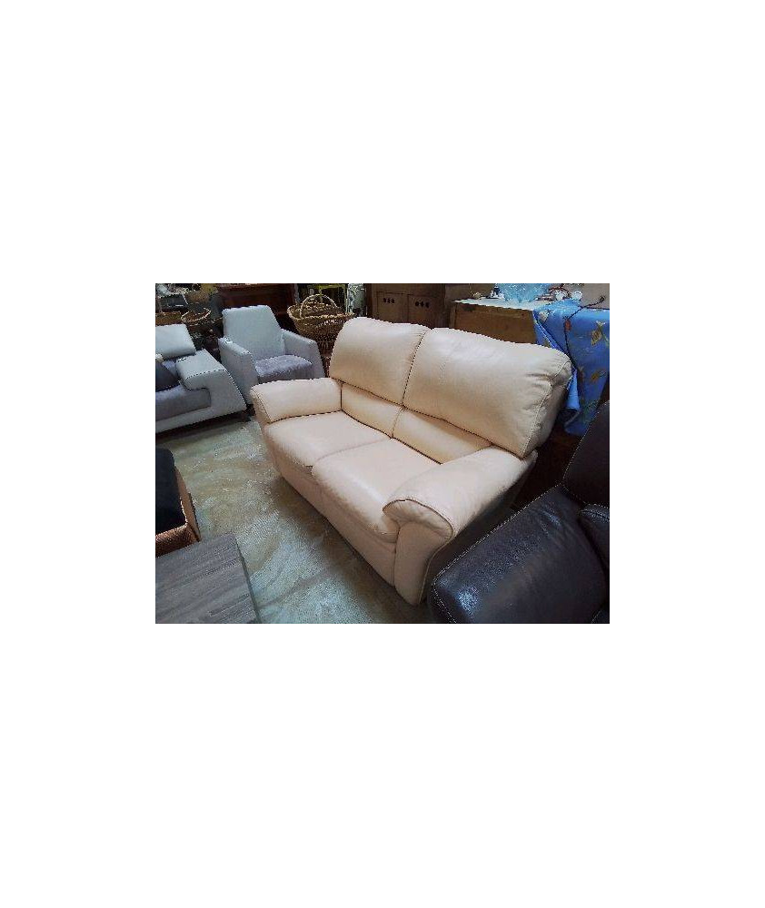 CANAPÉ DEUX PLACES RELAX CUIR BEIGE