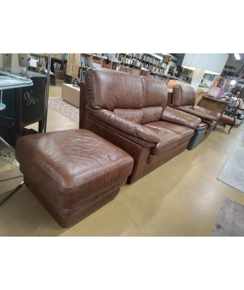 SALON 2+1+ POUF CUIR