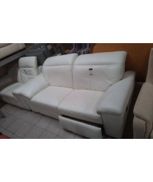 CANAPE RELAX ELECTRIQUE CUIR BLANC 1 COTE ABIMÉ