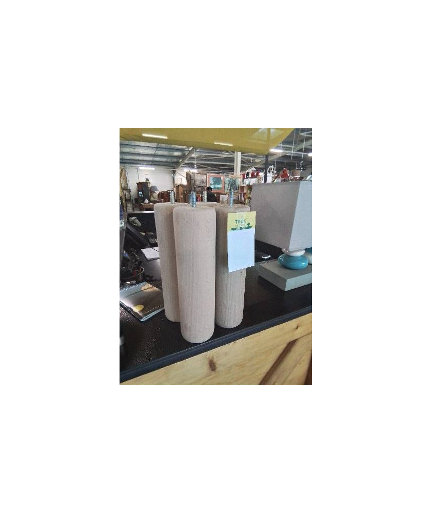 4 PIEDS DE LIT A VISSER BOIS CLAIR 25CM