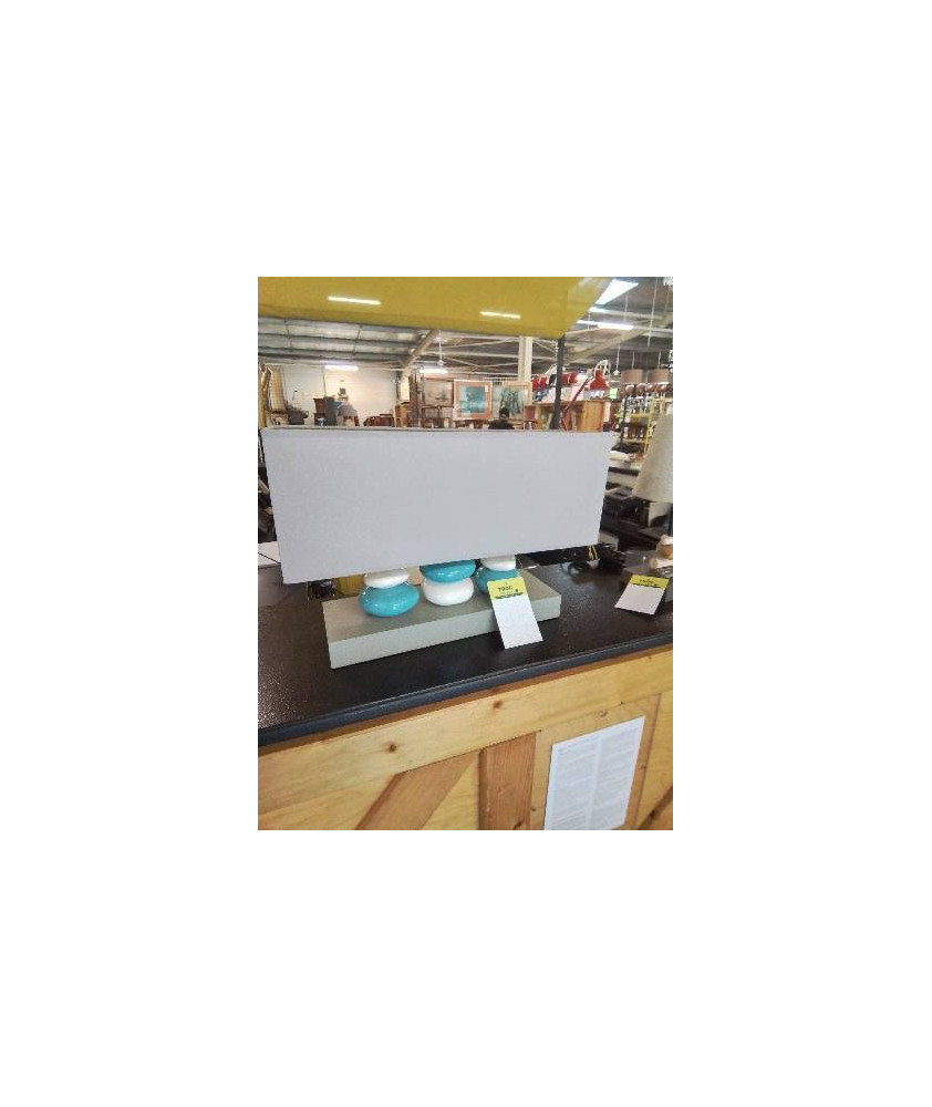 LAMPE 2 FEUX GALETS CÉRAMIQUE BLEU ET BLANC AJ TAUPE