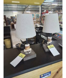 LAMPE BOIS FLOTTÉ ET MÉTAL NOIR SOCLE BOIS AJ TAUPE