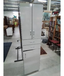 COLONNE DE SALLE DE BAIN BOIS BLANC 3 PORTES 2 TIROIRS JANIJURA