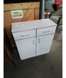 MEUBLE DE SALLE DE BAIN BOIS BLANC 2 TIROIRS 2 PORTE JANIJURA