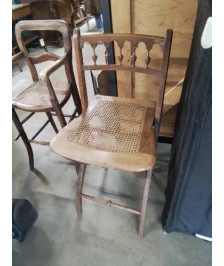 CHAISE DE PIANISTE PLIANTE BOIS CANNÉ FIN XIXE