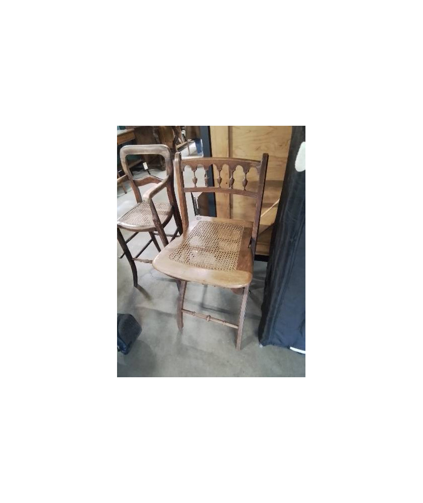 CHAISE DE PIANISTE PLIANTE BOIS CANNÉ FIN XIXE