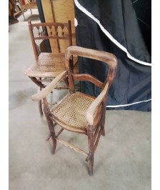 CHAISE HAUTE ENFANT BOIS ASSISE CANNÉE FIN XIXE