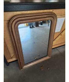 MIROIR CINTRÉ BOIS MOULURÉ DORÉ LOUIS PHILIPPE 105X77CM