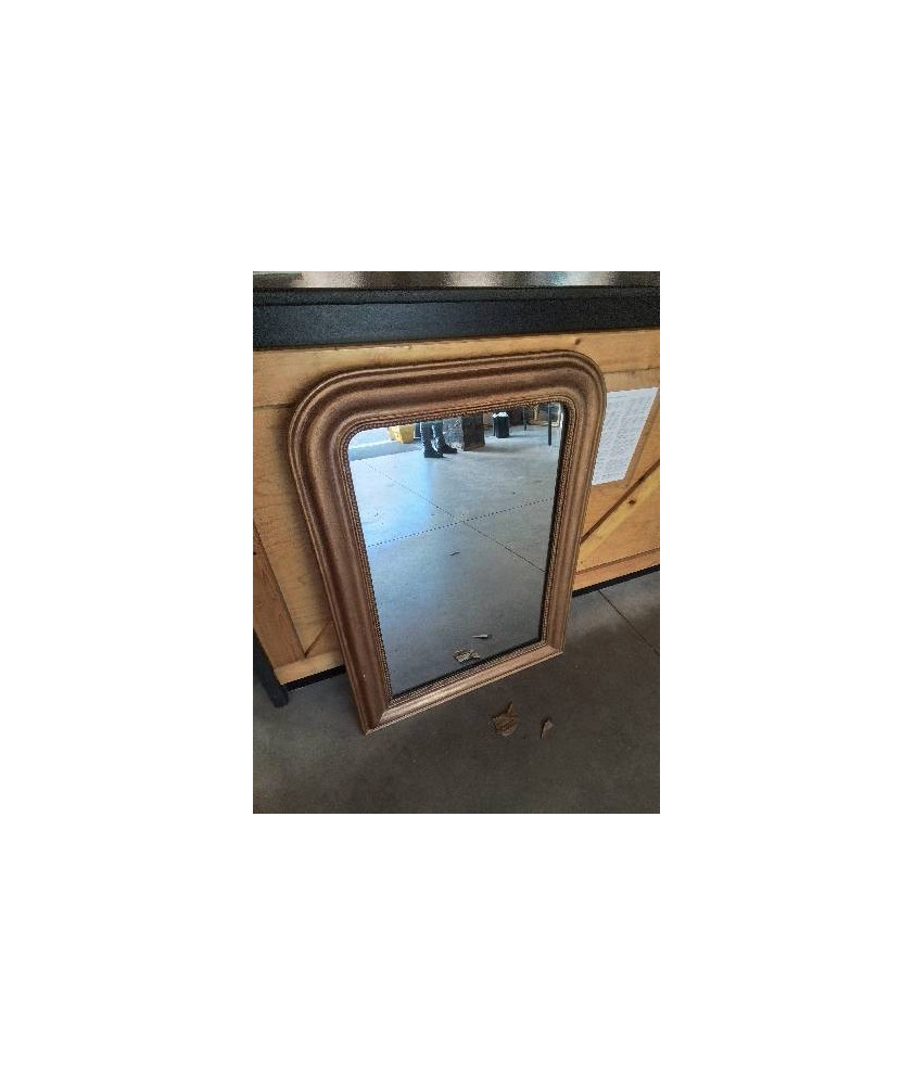 MIROIR CINTRÉ BOIS MOULURÉ DORÉ LOUIS PHILIPPE 105X77CM