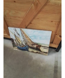 HUILE SUR TOILE BARQUES  A L’ECHOUAGE 