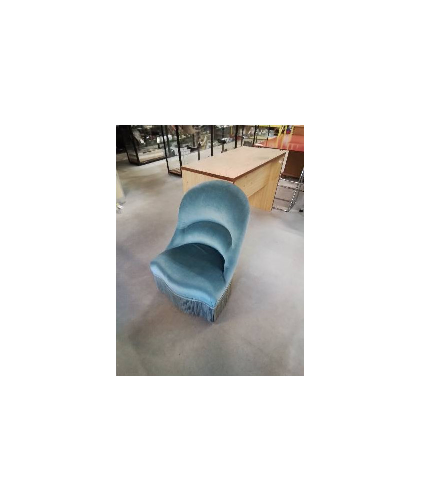 CHAUFFEUSE VELOURS BLEU FRANGE