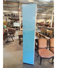 COLONNE BOIS BLANC 2 PORTES FORMICA BLEU ANNÉES 60