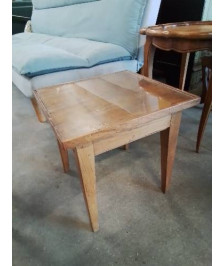 TABLE BASSE CARRÉ BOIS CLAIR DESSUS VERRE ANNÉES 50