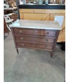 COMMODE 3 TIROIRS DESSUS MARBRE BLANC STYLE LOUIS XVI
