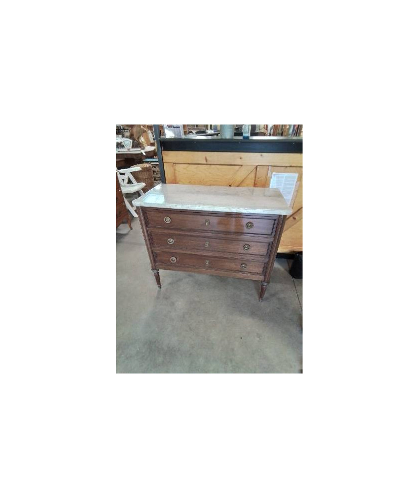 COMMODE 3 TIROIRS DESSUS MARBRE BLANC STYLE LOUIS XVI