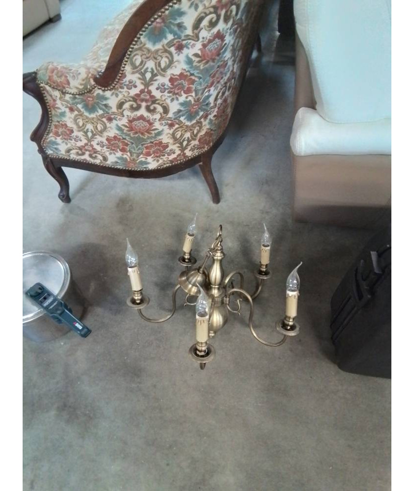 LUSTRE HOLLANDAIS LAITON 5 FEUX 