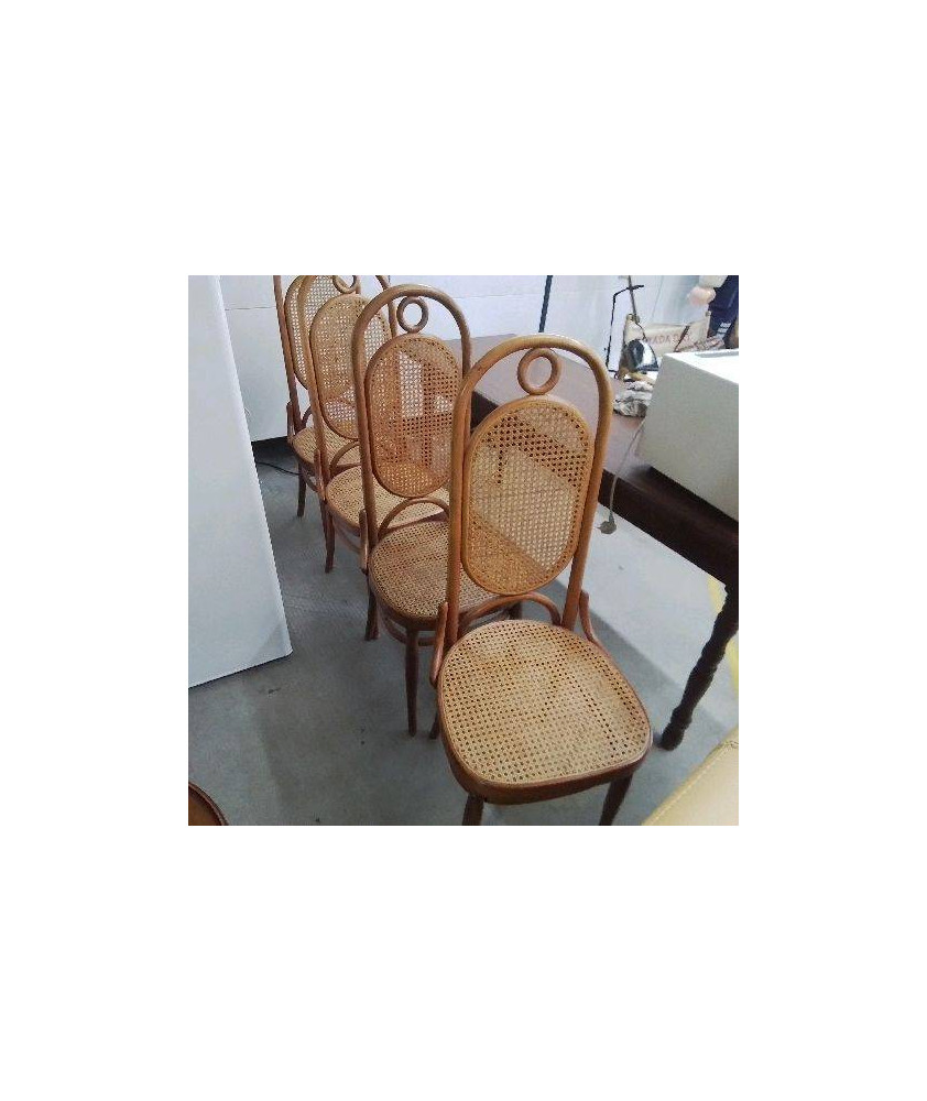 LOT DE 4 CHAISES CANNAGE THONET EN L’ETAT