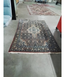 TAPIS LAINE FAIT MAIN IRAN  OCRE BLEU VERT 127X200