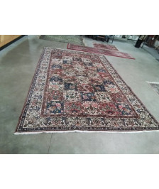 TAPIS LAINE FAIT MAIN ROUGE ECRU BLEU VERT