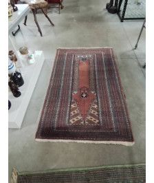 TAPIS LAINE FAIT MAIN ROUGE BLEU ECRU 94X161