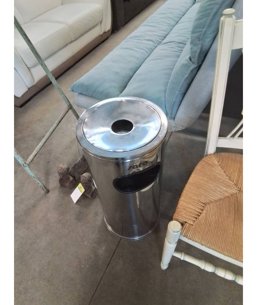 POUBELLE CENDRIER D’EXTÉRIEUR MÉTAL CHROMÉ SARO