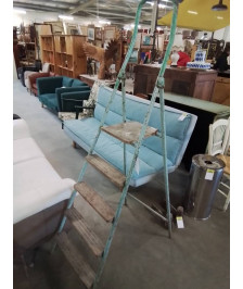 ESCABEAU MÉTAL VERT 5 MARCHES BOIS