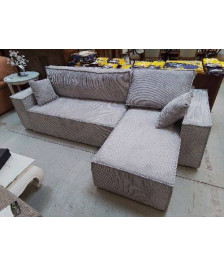 CANAPÉ D’ANGLE GRIS VELOURS CÔTELÉ REF BMBFRHJLJMZ-MM