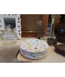 LOT DE 6 ASSIETTES MOTIF POIS