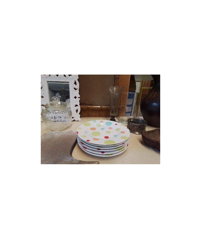 LOT DE 6 ASSIETTES MOTIF POIS