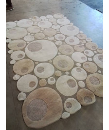 TAPIS LAINE CERCLES BEIGE TAUPE 300X200CM LIGNE PURE