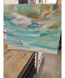 HUILE SUR TOILE NUAGES GERARD BOUDIN