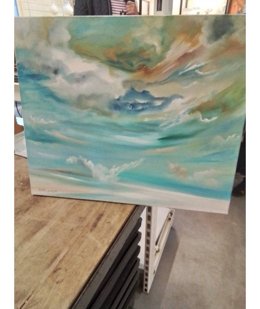 HUILE SUR TOILE NUAGES GERARD BOUDIN