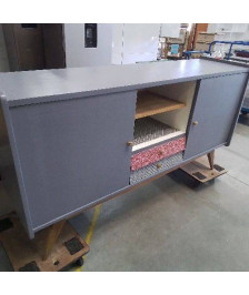 BUFFET VINTAGE GRIS 2 PORTES 2 TIROIRS