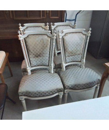 4 CHAISES TISSUS BLEU 