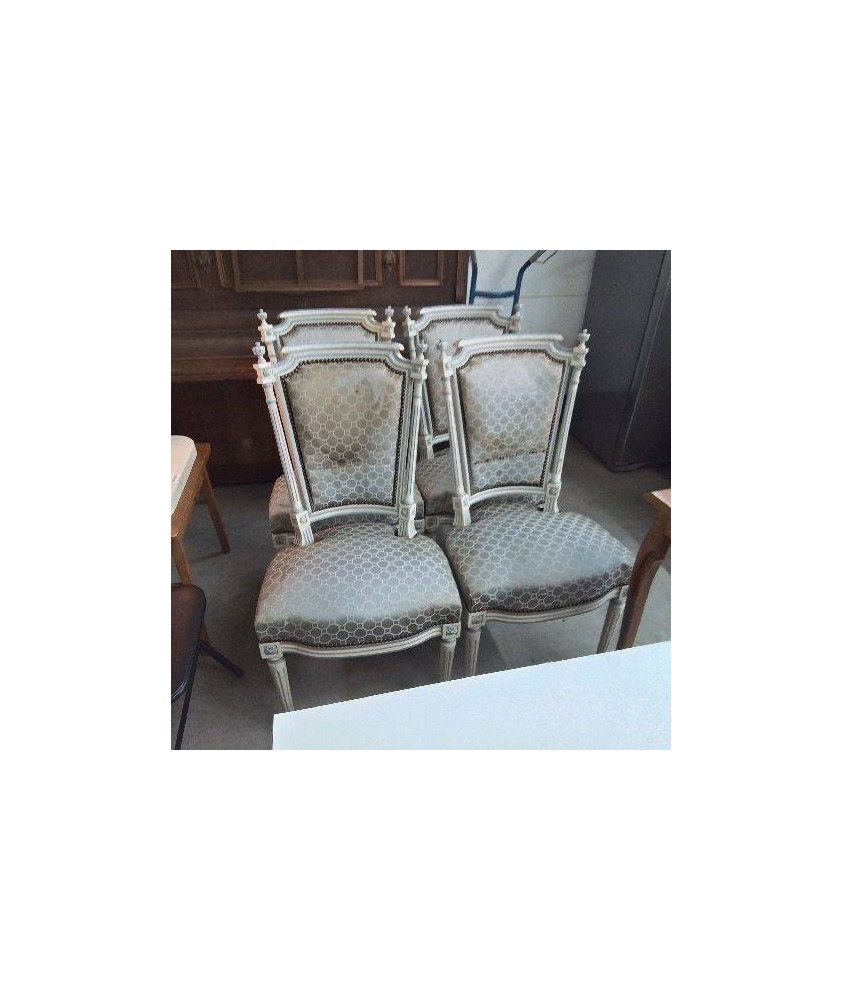 4 CHAISES TISSUS BLEU 