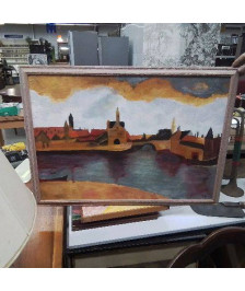 HUILE SUR PANNEAU RIVIERE 