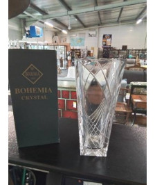 VASE CRISTAL DE BOHEME JIHLAVSHE SKLARNY 29.5 CM EN L\'ÉTAT 