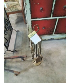 SERVITEUR DE CHEMINÉE LAITON 5 PIÈCES 