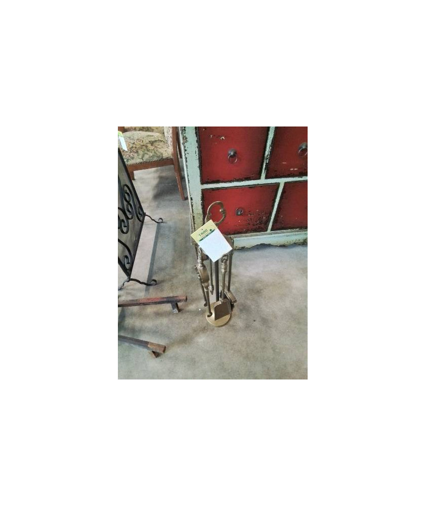 SERVITEUR DE CHEMINÉE LAITON 5 PIÈCES 